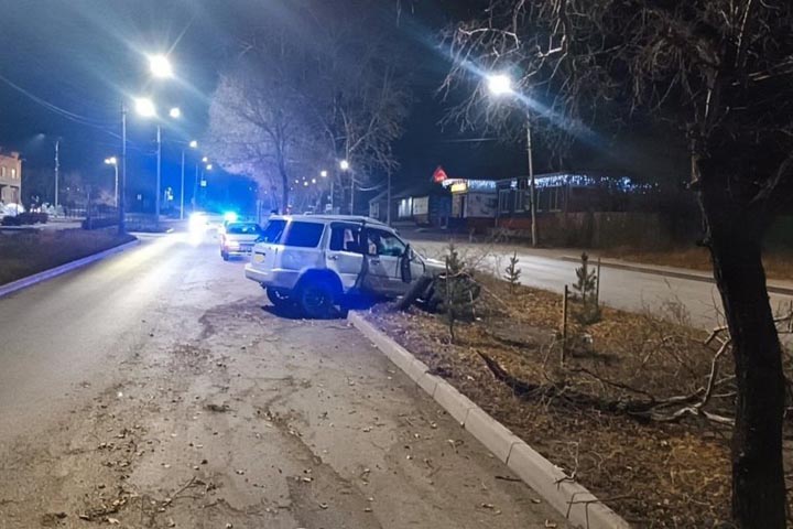 В Черногорске лихой водитель протаранил три дерева